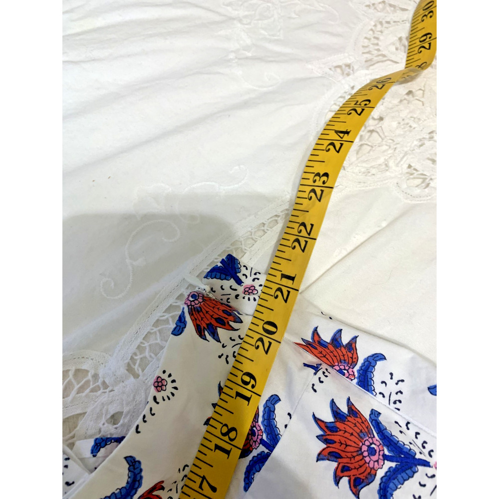 J. Crew 18 Dress Floral Red Blue White Tiered Line Back Smocked Sundress Cottage - Picture 4 of 8